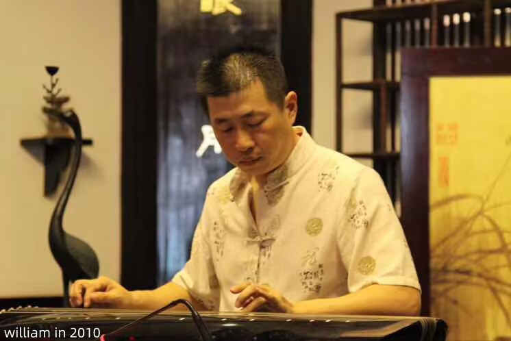 William Xu playing guqin alone in a traditional Chinese study — the instrument that was never meant to be heard by an audience