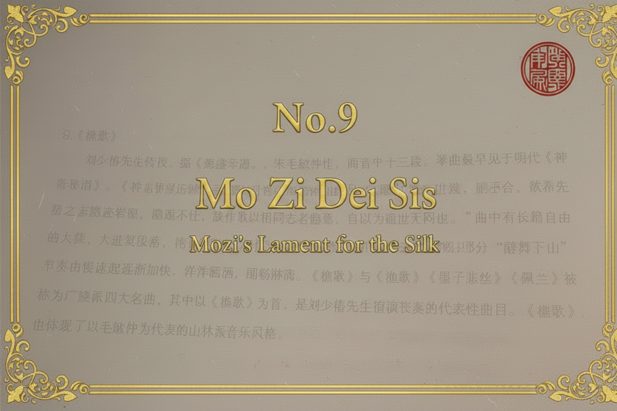 No.9 Mo Zi Bei Si — Mozi's Lament for the Silk | Mei Yueqiang Guqin Recording