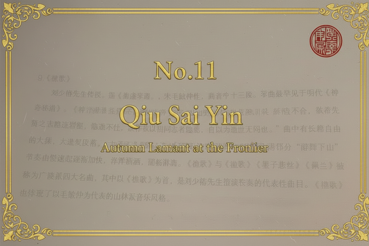 No.11 Qiu Sai Yin — Autumn Lament at the Frontier | Mei Yueqiang Guqin Recording