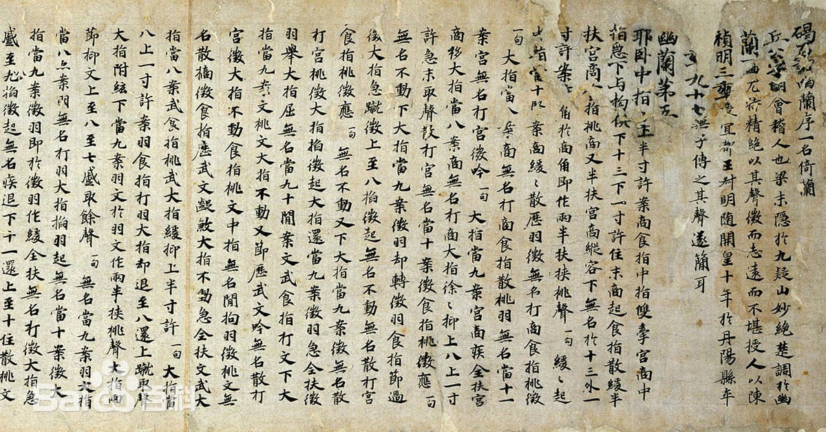 The Tang-dynasty manuscript of Jieshi Diao You Lan, the oldest surviving score for the qin, written entirely in prose notation