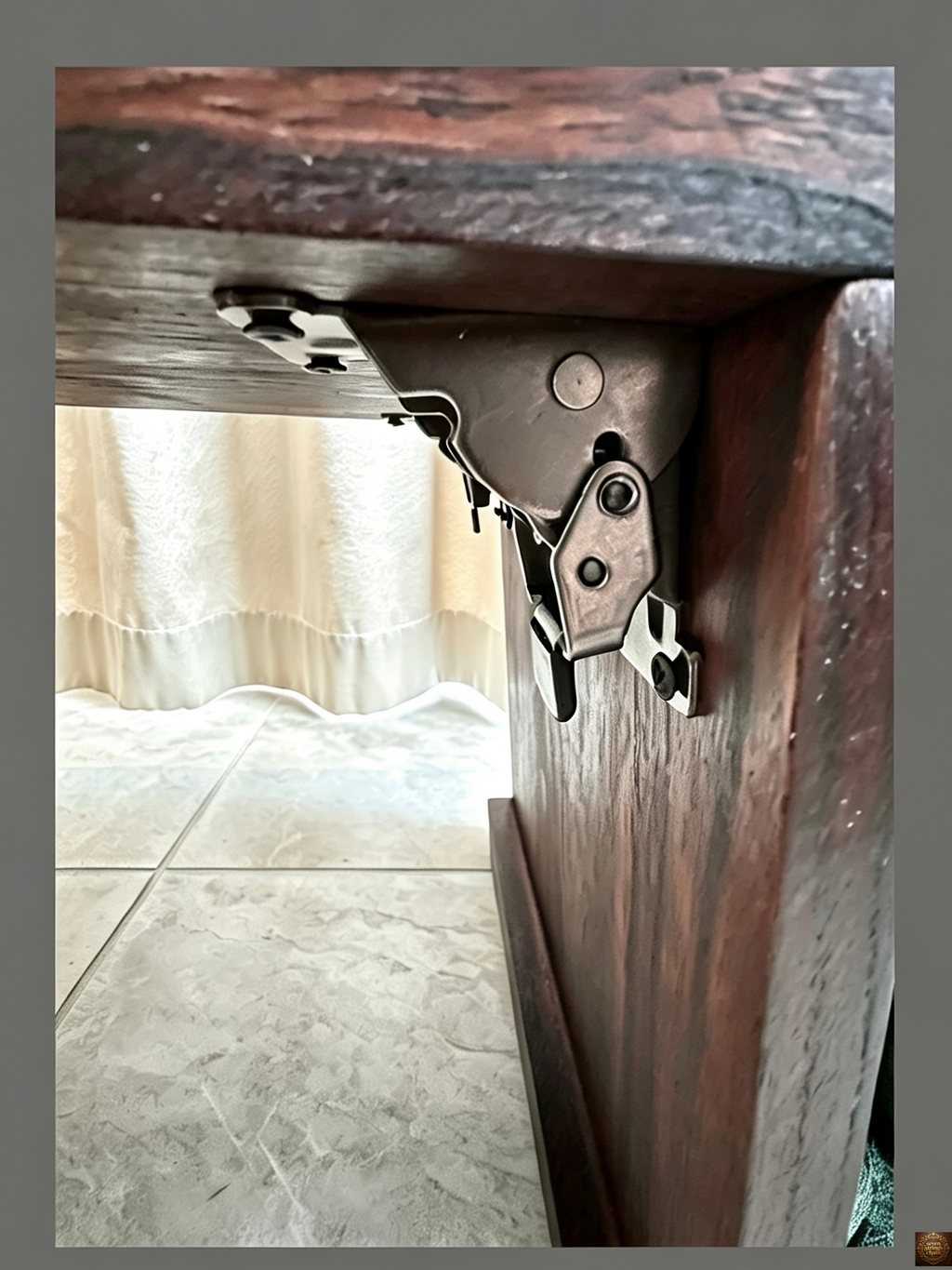 Foldable low guqin table – overhead angle showing full table surface and carved side panels in dark walnut finish