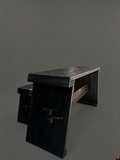 	Detachable guqin table and bench set – side profile view showing full table height with guqin resting on top, no table runner